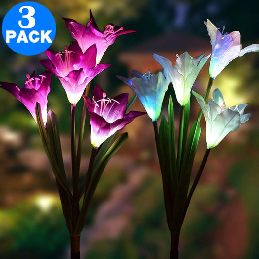 3 Pack Colour Changing 4 LED Solar Landscape Lights