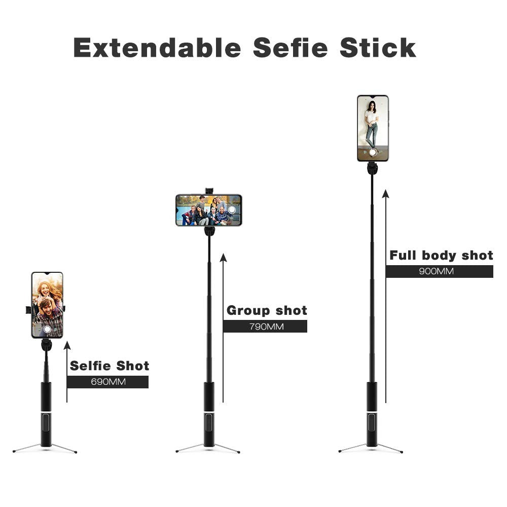 Wireless Remote Bluetooth Selfie Stick with Tripod Stand