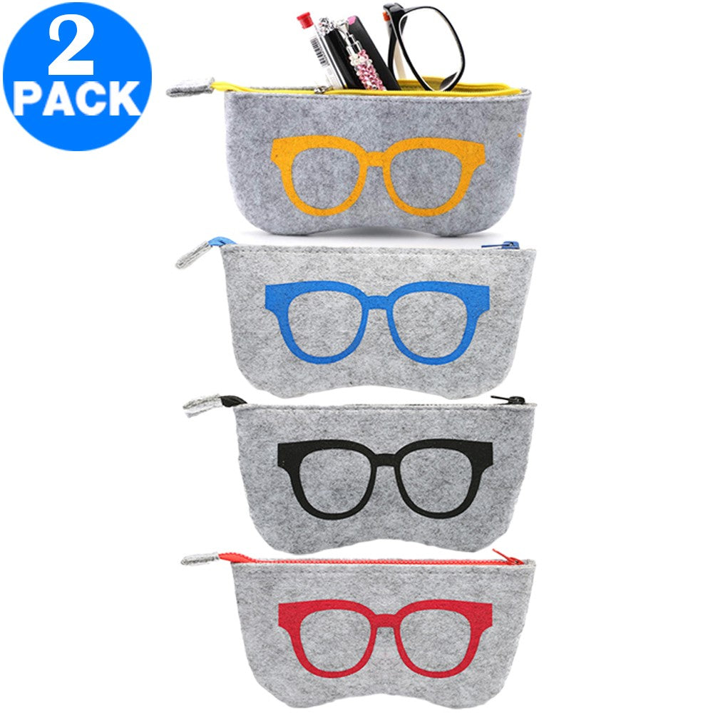 2 Pack Portable Eyeglasses Bags Cosmetic Storage Pouches Same Colour