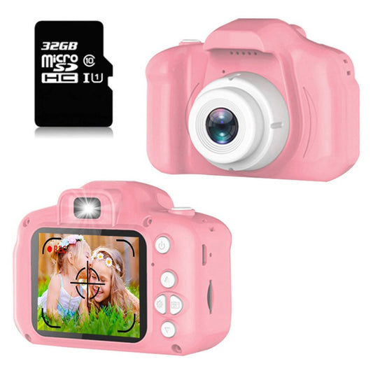 Kids Camera 1080P Action Camera Compact Digital Camera Toy with 32G Card Pink